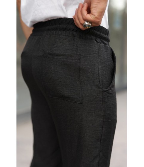 Erkek Beli Lastikli Pera Keten Pantolon