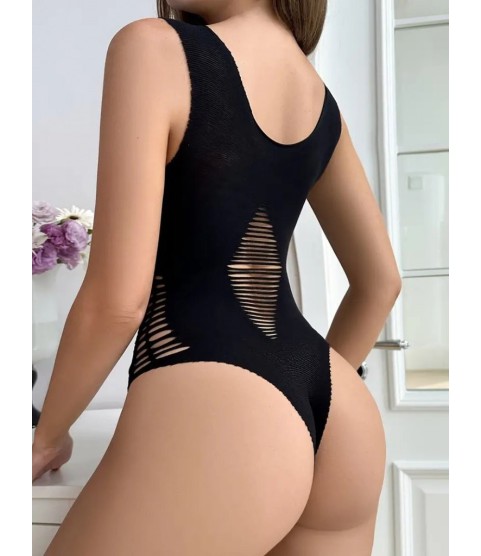Kadın Sıfır Kol Göğüs, Sırt Ve Yanları Kesik Detay çıtçıtlı Viskon Bodysuit