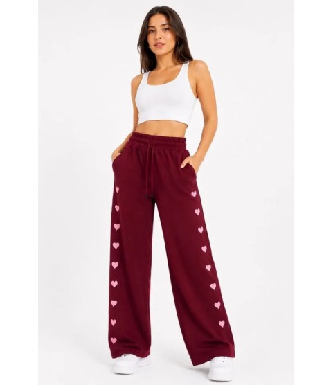 Osy Modal Yumuşak Dokulu Nakışlı Cepli Oversize Bol Paça Eşofman Altı - Bordo Osy Modal Yumuşak Dokulu Nakışlı Cepli Oversize Bol Paça Eşofman Altı - Bordo