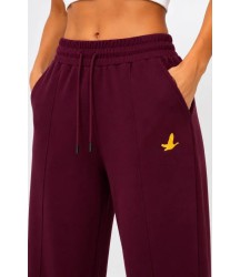 Osy Modal Yumuşak Dokulu Cima Dikişli Nakışlı Cepli Oversize Bol Paça Eşofman Altı - Bordo