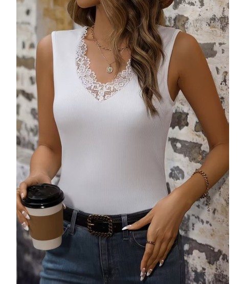 Kadın Askılı V Dantel Yakalı Kaşkorse Bluz