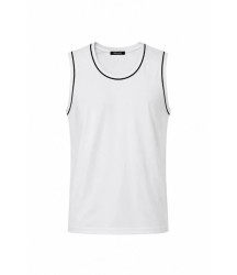 Ön Unisex Pamuklu Bisiklet Yaka Kolsuz Atlet Kontrast Biyeli Regular Fit - Beyaz