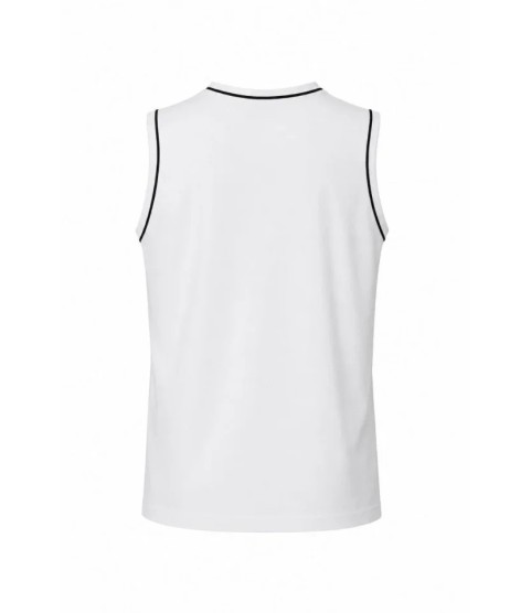 Ön Unisex Pamuklu Bisiklet Yaka Kolsuz Atlet Kontrast Biyeli Regular Fit - Beyaz