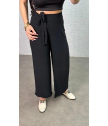 Kadın Beli Lastikli Bağcık Detay Aerobin Kumaş Etek Pantolon