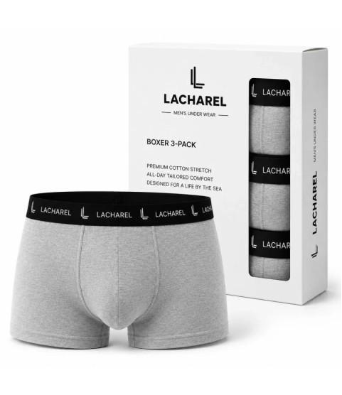 Erkek Likralı Pamuklu Nefes Alan Penye Boxer 3lü Paket - Gri
