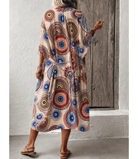 Kadın Kısa Kollu önü Açık Belden Kuşaklı Uzun Kimono