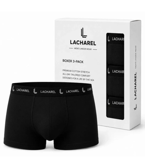 Erkek Likralı Pamuklu Nefes Alan Penye Boxer 2Li Paket - Siyah - Lacivert