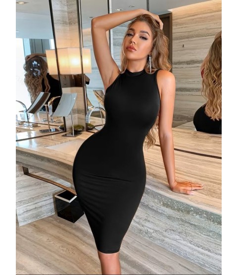 Kadın Kolsuz Balıkçı Yaka Kısa Dalgıç Elbise
