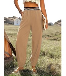 Kadın Yüksek Bel Beli Lastikli Dökümlü Ve Beli şeritli Pera Pantolon