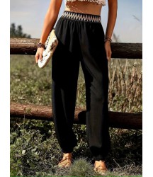 Kadın Yüksek Bel Beli Lastikli Dökümlü Ve Beli şeritli Pera Pantolon