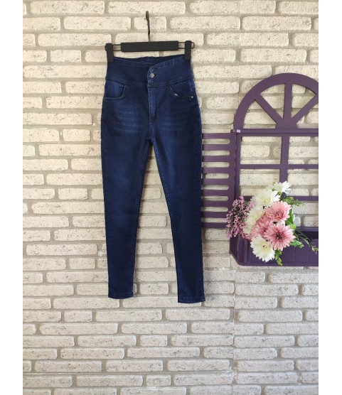 Yüksek Bel Likralı Jean Pantolon 90 Cm