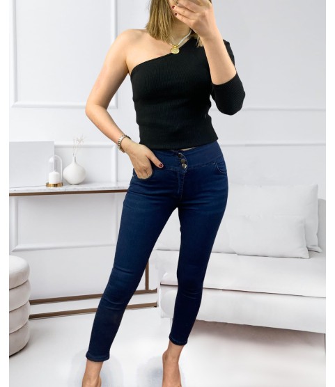 Yüksek Bel Likralı Jean Pantolon 90 Cm