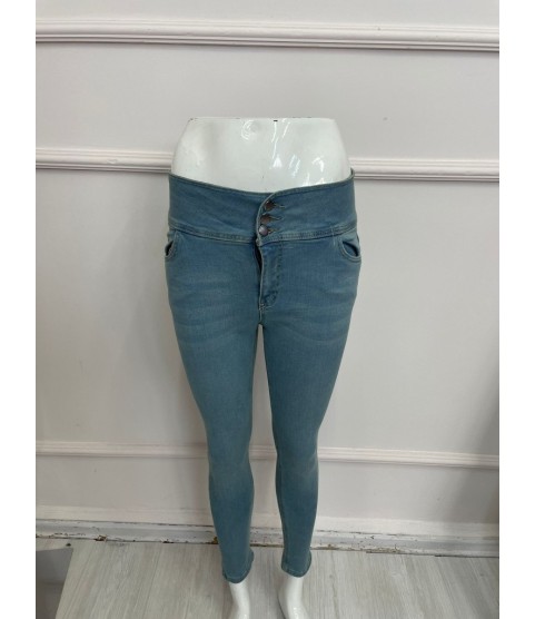 Yüksek Bel Likralı Jean Pantolon 90 Cm