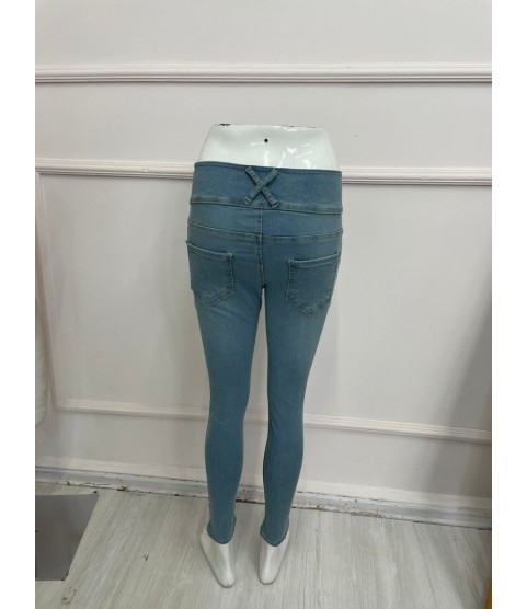 Yüksek Bel Likralı Jean Pantolon 90 Cm