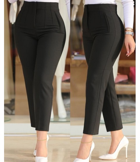 Kadın üste Oturan Paçası Bilek üzerinde Biten Krep Kumaş Kumaş Pantolon 36 (S) - 50 (5XL)