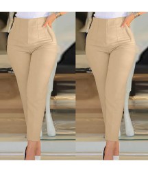 Kadın üste Oturan Paçası Bilek üzerinde Biten Krep Kumaş Pantolon 36 (S) - 50 (5XL)