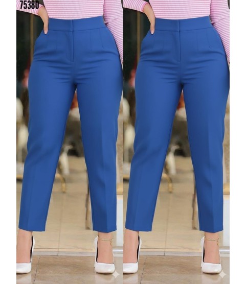 Kadın üste Oturan Paçası Bilek üzerinde Biten Krep Kumaş Pantolon 36 (S) - 50 (5XL)