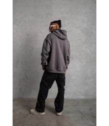 Erkek Düz Kapüşonlu Sweat - Gri