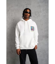 Erkek Patel Six Baskılı Kapüşonlu Sweat - Beyaz