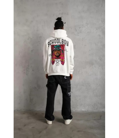 Erkek SCHOOL BOY Baskılı Kapüşonlu Sweat - Beyaz