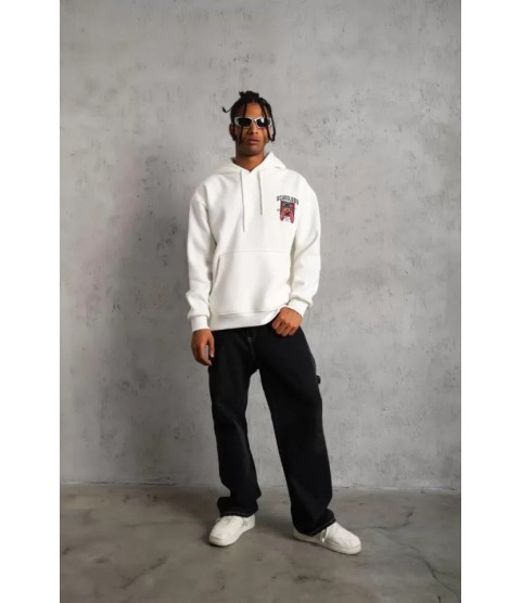 Erkek SCHOOL BOY Baskılı Kapüşonlu Sweat - Beyaz