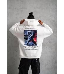 Erkek Astronot Baskılı Kapüşonlu Sweat - Beyaz