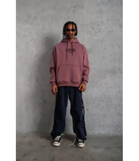 Erkek Paradise Baskılı Kapüşonlu Sweat - Gül Kurusu