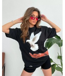 Dijital Baskılı T-Shirt - Siyah