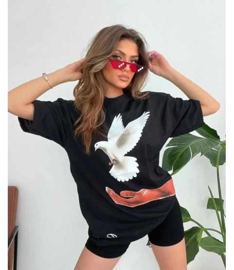 Dijital Baskılı T-Shirt - Siyah