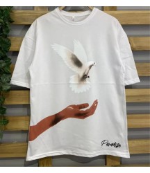 Dijital Baskılı T-Shirt - Beyaz