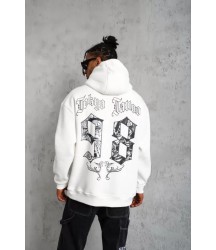 Erkek 98 Baskılı Kapşonlu Sweat - Beyaz