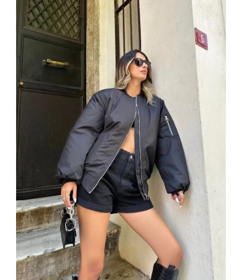 Düz Bomber Ceket - Siyah
