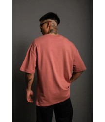 Erkek 24/1 Düz A Kalite Oversize T-shirt - Gül Kurusu