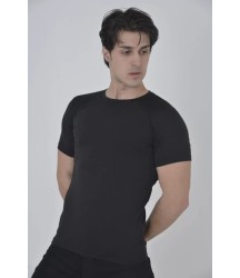 Erkek Omuz Fileli Slim Fit T-shirt - Siyah