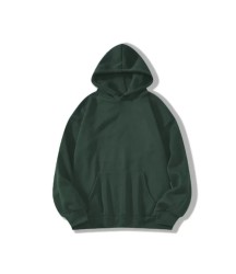 Erkek Düz Kapüşonlu Sweat - Koyu Yeşil