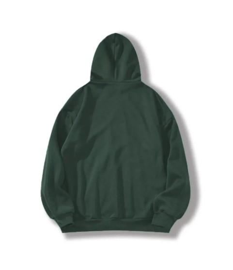 Erkek Düz Kapüşonlu Sweat - Koyu Yeşil