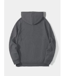 Erkek Düz Kapüşonlu Sweat - Füme