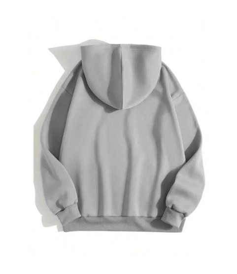 Erkek Düz Kapüşonlu Sweat - Boyalı Gri