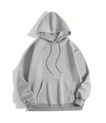 Erkek Düz Kapüşonlu Sweat - Boyalı Gri