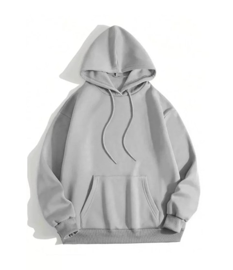 Erkek Düz Kapüşonlu Sweat - Boyalı Gri