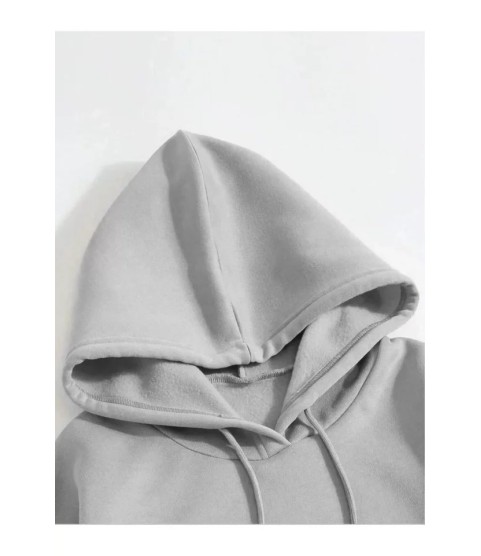 Erkek Düz Kapüşonlu Sweat - Boyalı Gri