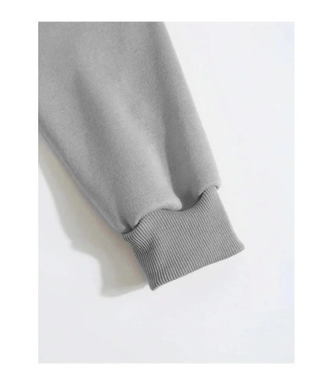 Erkek Düz Kapüşonlu Sweat - Boyalı Gri