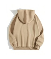 Erkek Düz Kapüşonlu Sweat - Bej