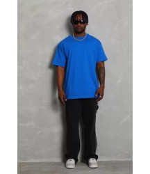 Unisex Oversize Düz Bisiklet Yaka T-Shirt - Mavi
