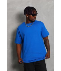 Unisex Oversize Düz Bisiklet Yaka T-Shirt - Mavi
