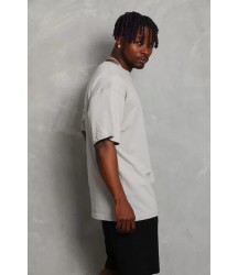 Unisex Oversize Düz Bisiklet Yaka T-Shirt - Gri