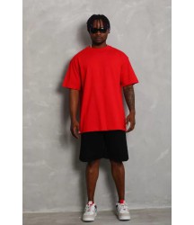 Unisex Oversize Düz Bisiklet Yaka T-Shirt - Kırmızı