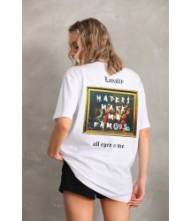 Unisex Baskılı Oversize T-Shirt - Beyaz