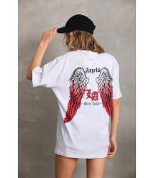 Unisex Baskılı Oversize T-Shirt - Beyaz