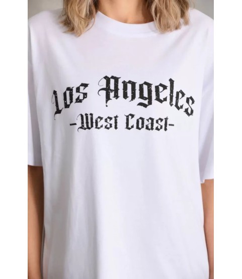 Unisex Baskılı Oversize T-Shirt - Beyaz